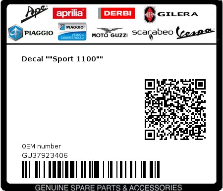 Product image: Moto Guzzi - GU37923406 - Decal ""Sport 1100""  0