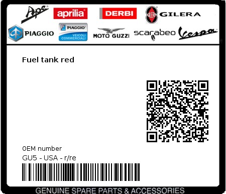 Product image: Moto Guzzi - GU5 - USA - r/re - Fuel tank red  0