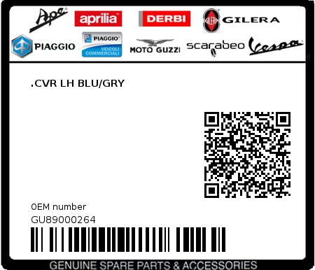 Product image: Moto Guzzi - GU89000264 - .CVR LH BLU/GRY  0