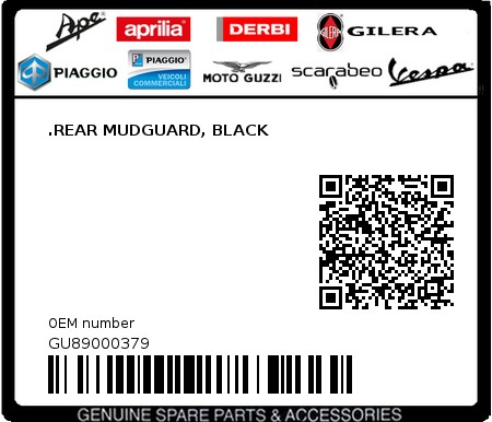 Product image: Moto Guzzi - GU89000379 - .REAR MUDGUARD, BLACK  0