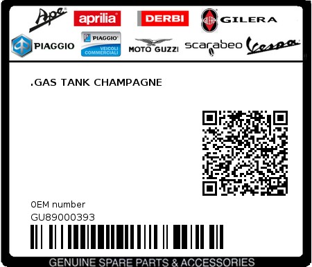 Product image: Moto Guzzi - GU89000393 - .GAS TANK CHAMPAGNE  0