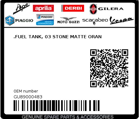 Product image: Moto Guzzi - GU89000483 - .FUEL TANK, 03 STONE MATTE ORAN  0