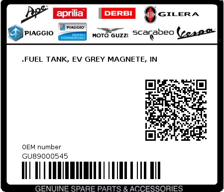 Product image: Moto Guzzi - GU89000545 - .FUEL TANK, EV GREY MAGNETE, IN  0