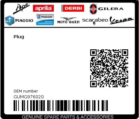Product image: Moto Guzzi - GUMG976020 - Plug  0