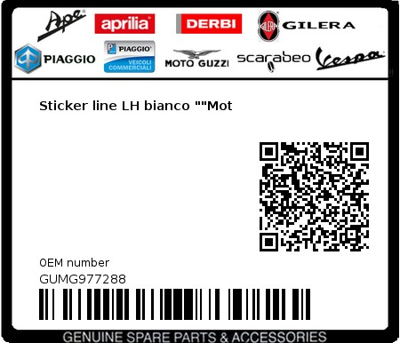 Product image: Moto Guzzi - GUMG977288 - Sticker line LH bianco ""Mot  0