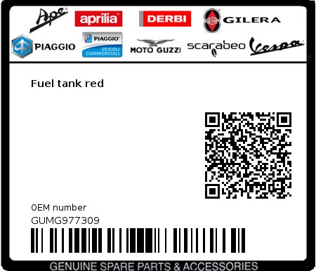 Product image: Moto Guzzi - GUMG977309 - Fuel tank red  0