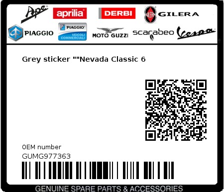 Product image: Moto Guzzi - GUMG977363 - Grey sticker ""Nevada Classic 6 