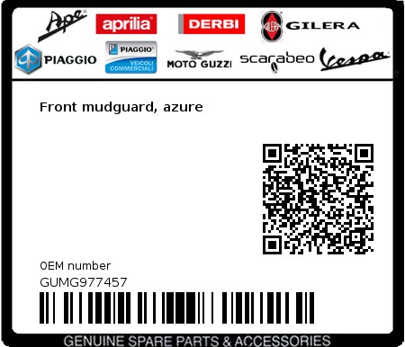 Product image: Moto Guzzi - GUMG977457 - Front mudguard, azure  0