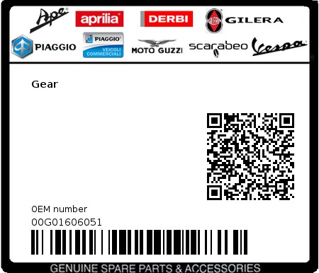 Product image: Gilera - 00G01606051 - Gear  0