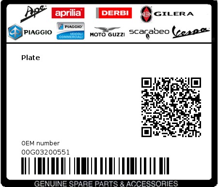 Product image: Gilera - 00G03200551 - Plate  0