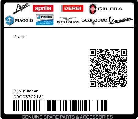 Product image: Gilera - 00G03702181 - Plate  0