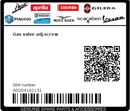 Product image: Gilera - 00G04102131 - Gas valve adj.screw  0