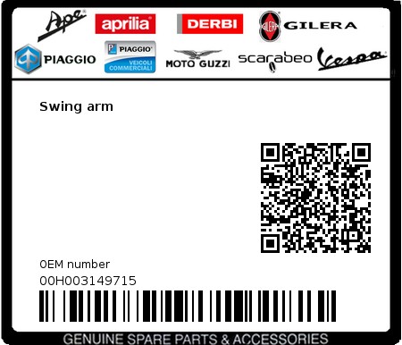 Product image: Gilera - 00H003149715 - Swing arm  0