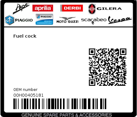 Product image: Gilera - 00H00405181 - Fuel cock 