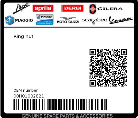 Product image: Gilera - 00H01002821 - Ring nut  0