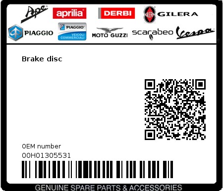 Product image: Gilera - 00H01305531 - Brake disc 