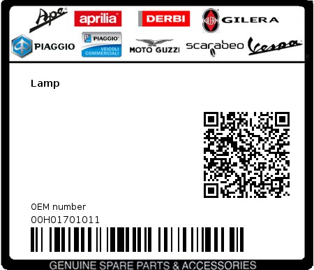 Product image: Gilera - 00H01701011 - Lamp  0