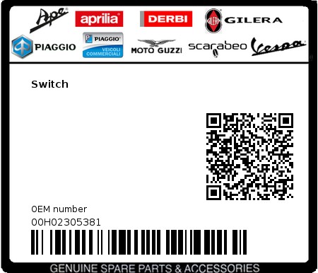 Product image: Gilera - 00H02305381 - Switch  0