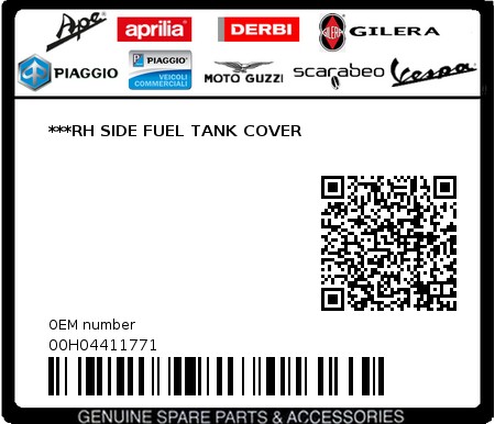 Product image: Gilera - 00H04411771 - ***RH SIDE FUEL TANK COVER  0