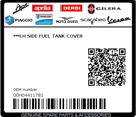 Product image: Gilera - 00H04411781 - ***LH SIDE FUEL TANK COVER 