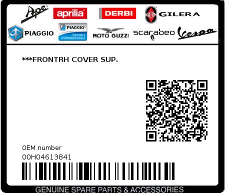 Product image: Gilera - 00H04613841 - ***FRONTRH COVER SUP. 