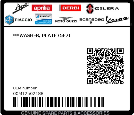 Product image: Gilera - 00M12502188 - ***WASHER, PLATE (5F7) 