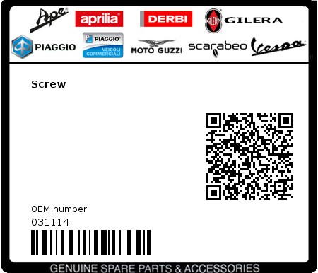 Product image: Gilera - 031114 - Screw 