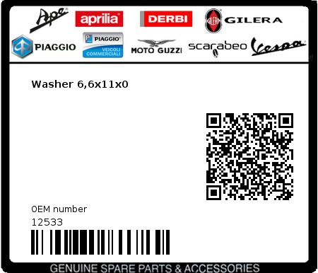 Product image: Gilera - 12533 - Washer 6,6x11x0  0