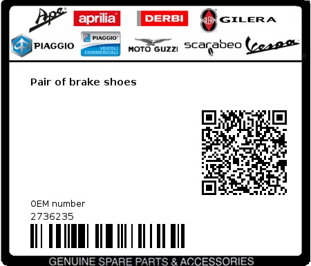 Product image: Gilera - 2736235 - Pair of brake shoes  0