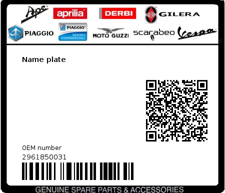 Product image: Gilera - 2961850031 - Name plate  0