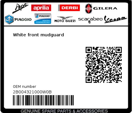 Product image: Gilera - 2B004321000W0B - White front mudguard  0