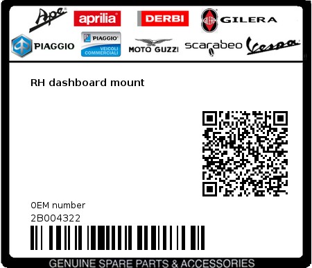 Product image: Gilera - 2B004322 - RH dashboard mount  0