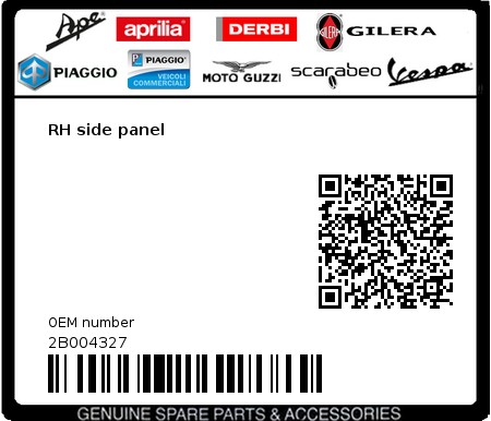 Product image: Gilera - 2B004327 - RH side panel  0