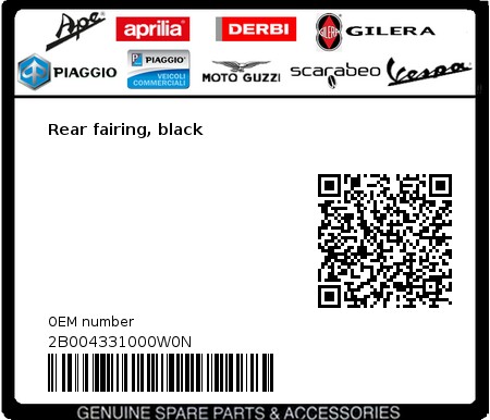 Product image: Gilera - 2B004331000W0N - Rear fairing, black  0