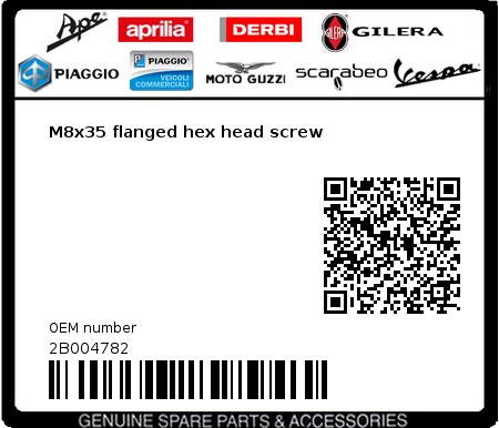Product image: Gilera - 2B004782 - M8x35 flanged hex head screw  0