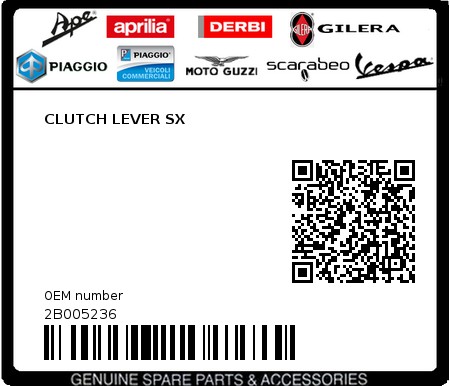 Product image: Gilera - 2B005236 - CLUTCH LEVER SX  0