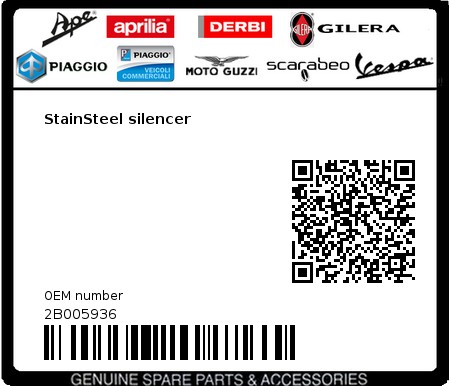 Product image: Gilera - 2B005936 - StainSteel silencer  0