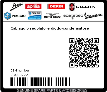 Product image: Gilera - 2D000272 - Cablaggio regolatore diodo-condensatore  0