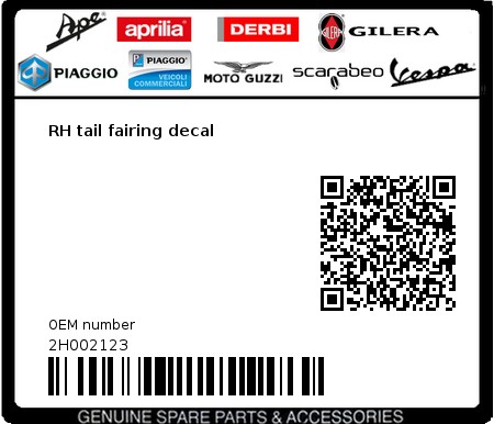 Product image: Gilera - 2H002123 - RH tail fairing decal  0