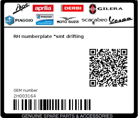 Product image: Gilera - 2H003164 - RH numberplate "smt drifting 