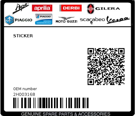 Product image: Gilera - 2H003168 - STICKER 