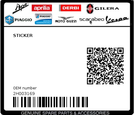 Product image: Gilera - 2H003169 - STICKER 