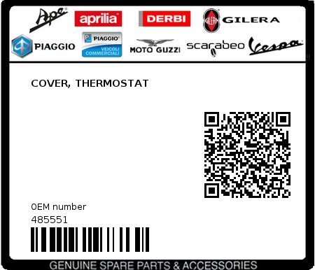 Product image: Gilera - 485551 - COVER, THERMOSTAT 