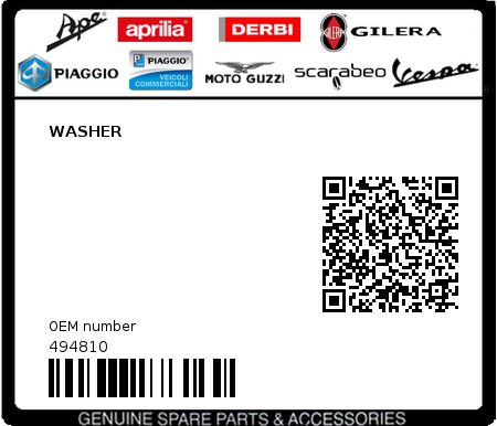 Product image: Gilera - 494810 - WASHER 