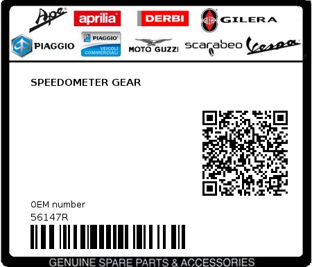 Product image: Gilera - 56147R - SPEEDOMETER GEAR 