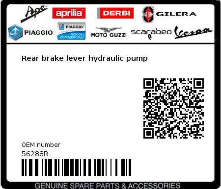 Product image: Gilera - 56288R - Rear brake lever hydraulic pump  0