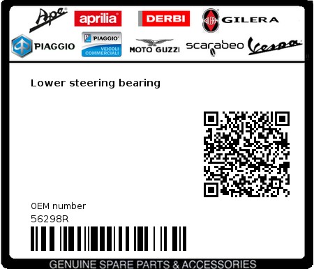 Product image: Gilera - 56298R - Lower steering bearing  0