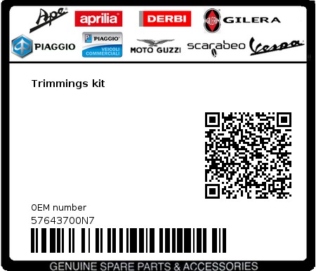 Product image: Gilera - 57643700N7 - Trimmings kit 