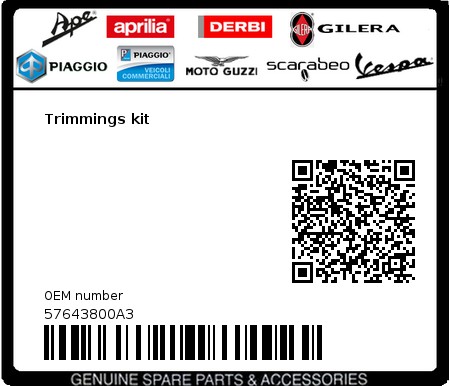 Product image: Gilera - 57643800A3 - Trimmings kit 