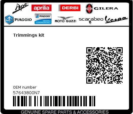 Product image: Gilera - 57643800N7 - Trimmings kit  0